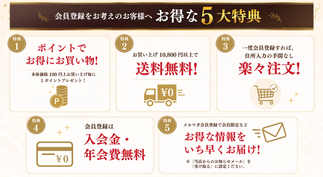 新規会員登録5大特典バナー